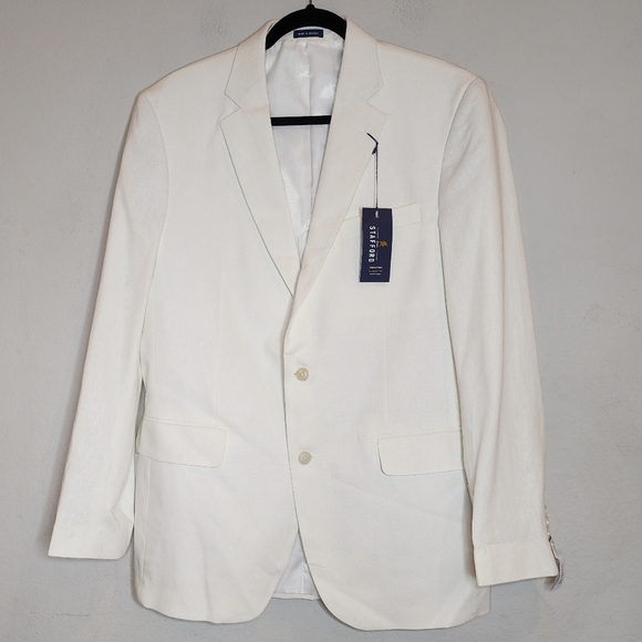 NWT Stafford Linen Cotton White Blazer Sports Coat men's size 40 Long - Picture 1 of 16